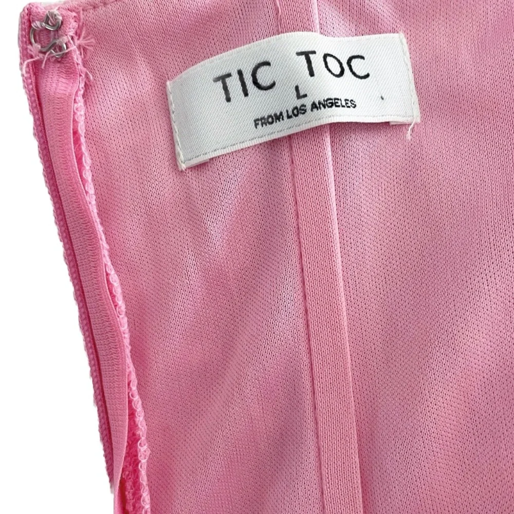 Tic Toc Pink Strapless Ruched Bodycon Dress Size Large - Picture 6 of 9